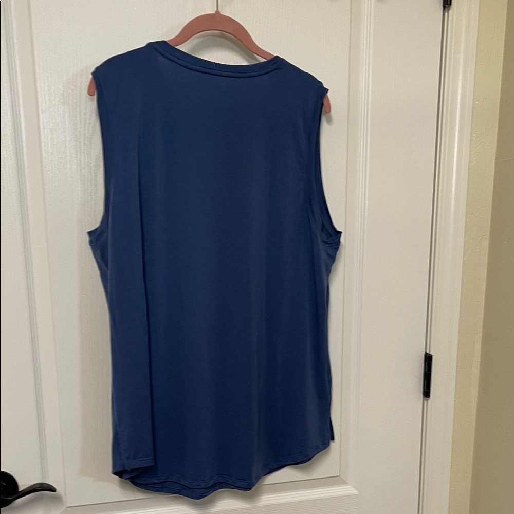 Woolx Bella Elegant Blue Sleeveless Women's Tank Top - Picture 5 of 7